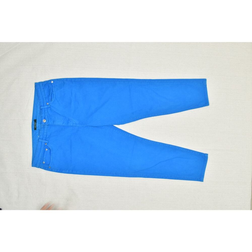 Lauren Ralph Lauren Premier Skinny Cropped Blue Pants Women's Size 16 Cotton Ble - Picture 9 of 11